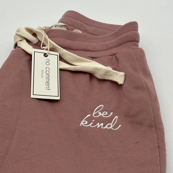 No Comment Fleece Joggers Womens Medium Blush Pink Sweatpants Outdoor Casual - Picture 3 of 8